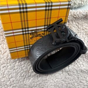 Burberry Black Embossed Leather Belt